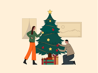 Christmas Illustration branding character characterdesign christmas family female flat holiday illustration illustrator male minimal outline people vector web
