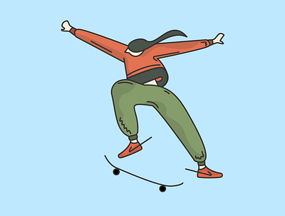 Skateboard Girl 2d branding character characterdesign design flat graphic design illustration illustrator minimal nike outline people skateboard vector