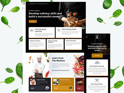 Cooking Academy Landing Page branding chefs cook culinary food kitchen landing page website