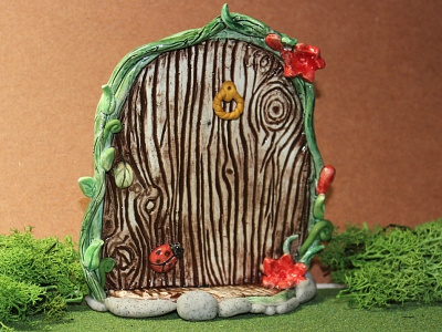 Whimsical Fairy door ceramic clay earthenware fairy door garden glazed handmade polymer