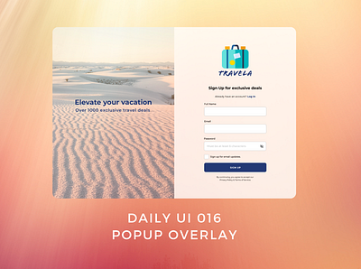 Daily UI 016 popup overlay daily ui 016 dailyui overlays popup signup screen