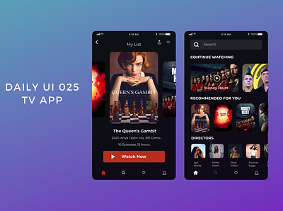 Daily UI 025 TV App app design daily ui 025 dailyui streaming app tv app ui uiuxdesign