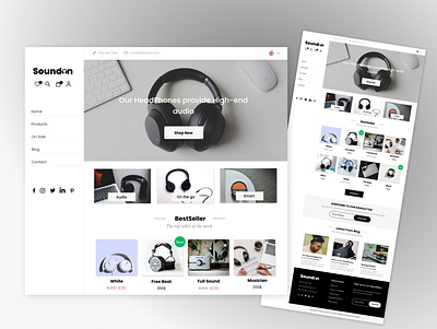 SoundOn E-commerce Web Design ecommerce figma figmadesign headphones musician webdesign webdesigner website