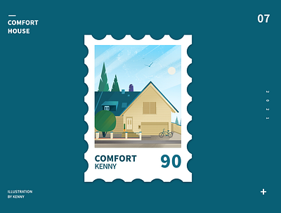 Recent works Stamp illustration -- cabin I wish you like it. design illustration