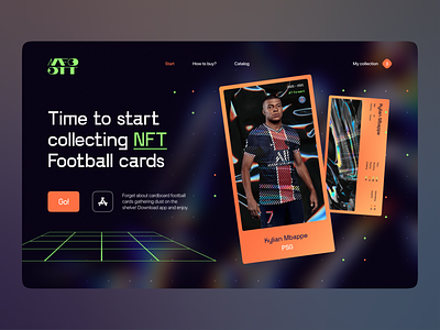 NFOOT - NFT Football cards store app crypto dark design ecommerce football green landing mbappe nft nftart orange soccer sport store ui uiux ux web website
