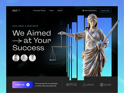 R&Z — Digital Lawyer Landing Page bright design justice landing landing page law lawyer statue trend ui uiux ux web web page