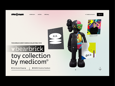 Bearbrick — Toys Landing Page bearbrick collection design e commerce ecommerce figma kids landing shop store toys trend ui uiux ux web