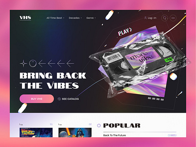 VHS Shop — Landing Page Concept 80s cartoon cassete commercial design ecommerce film futuristic movie neon saloon shop star wars trend ui uiux ux vcr vhs web