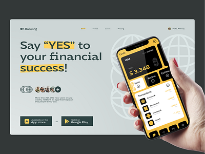 Ok Banking — Hero Section app bank banking business cash design finance financess fintech landing mobile money startup trend ui ux web