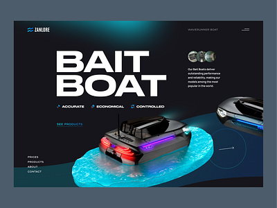 Bait Boat — Landing Page Concept bait boat design ecommerce fish fishing landing river sea shop trend ui uiux ux web yacht