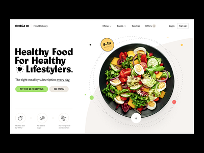 OMEGA III — Healthy Food Delivery delivery design ecommerce food food delivery foodie health healthy landing page meal mockup restaurant service snacks startup stayhome trend ui vegan web