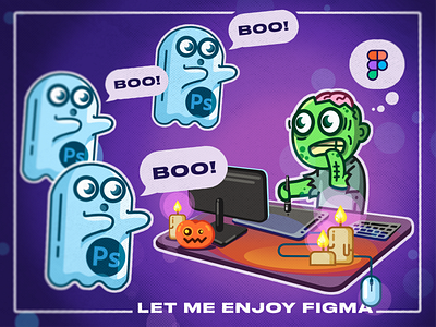 Extremely Spooky Ghosts art artwork candle challenge concept dark dribbbleweeklywarmup figma ghost halloween illustration october photoshop picture pumpkin scene workspace zombie