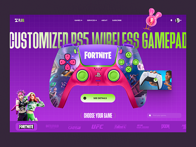 PLAYA — Customizable PlayStation 5 Gamepads design fornite game gamepad gaming illustration joystick landing play player playstation ps ps4 ps5 trend typography ui uiux ux web