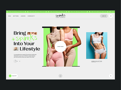 Sparks — Women Underwear bra brand clothing design ecommerce gym hero section landing leggins lifestyle shop sport trend ui uiux underwear ux web women yoga