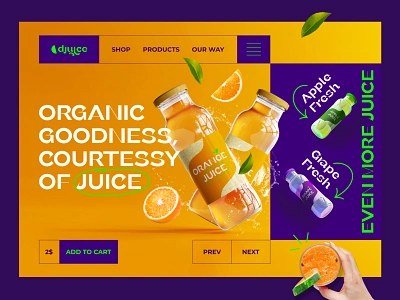 Organic Juice — Landing Page design drink eco ecommerce grape landing orange organic product shop startup trend ui uiux ux web web design