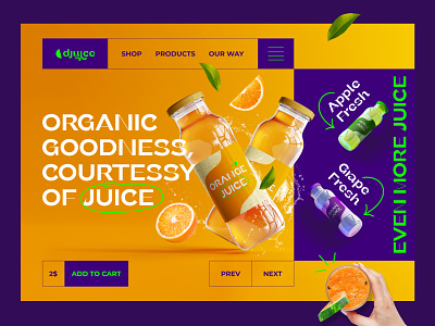 Organic Juice — Landing Page design drink eco ecommerce grape landing orange organic product shop startup trend ui uiux ux web web design