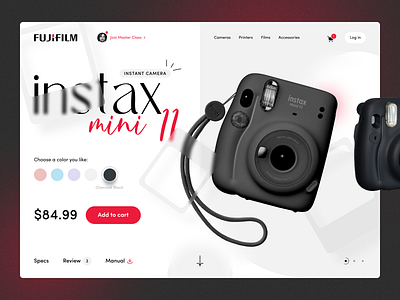 Instax Mini 11 — Product Page camera design device ecommerce fujifilm hero instax landing landing page photo polaroid product page shop startup trend ui uiux ux web