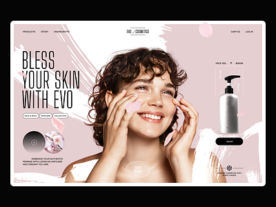 Evo Cosmetics — Product Page beauty cosmetics design ecommerce fashion girl hair landing landing page makeup natural service skincare spa trend ui uiux ux web