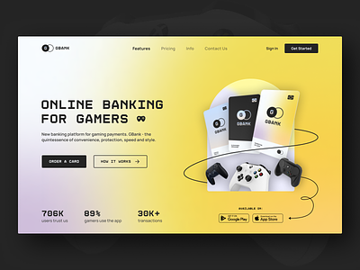 GBANK — Online Banking for Gamers banking branding design graphic design landing online banking trend ui uiux ux web