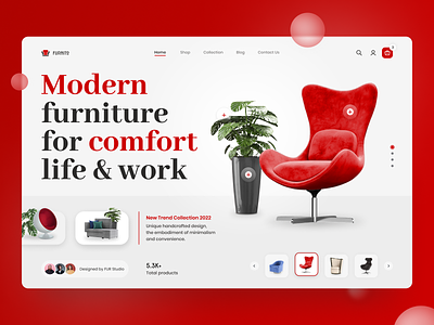 Furnito — Modern Furniture design furniture landing product product page red trend ui uiux ux web