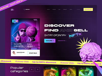 NFT Store — Discover and Sell design landing landong page nft trend ui ux web web design