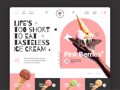 Drip Creamery — Ice Cream Shop cake design dishes food ice cream landing trend ui uiux ux web