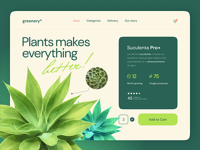 Greenery — House Plants Shop branding design green landing plants succulent trend ui uiux ux web