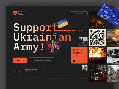 Suppot Ukrainian Army design landing nowar peace ui ukraine ux war