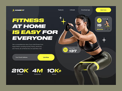 Homefit — Fitness App design fitess graphic design landing trend ui uiux ux web