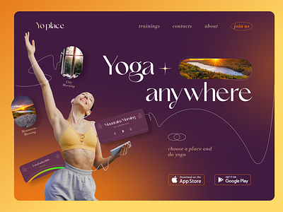 Yoplace — Yoga App app application design fitness landing trend ui uiux ux web
