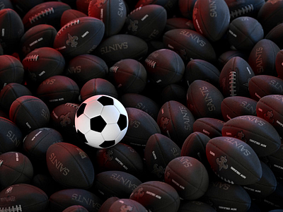 Soccer vs Football Battle 3d 3d scene balls design football soccer sport