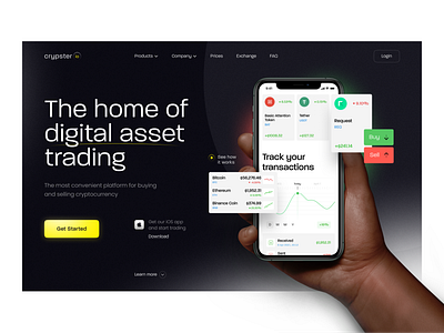 Crypster.io — Desktop Landing Concept crypto design landing landing page mobile ui ui uiux ux website