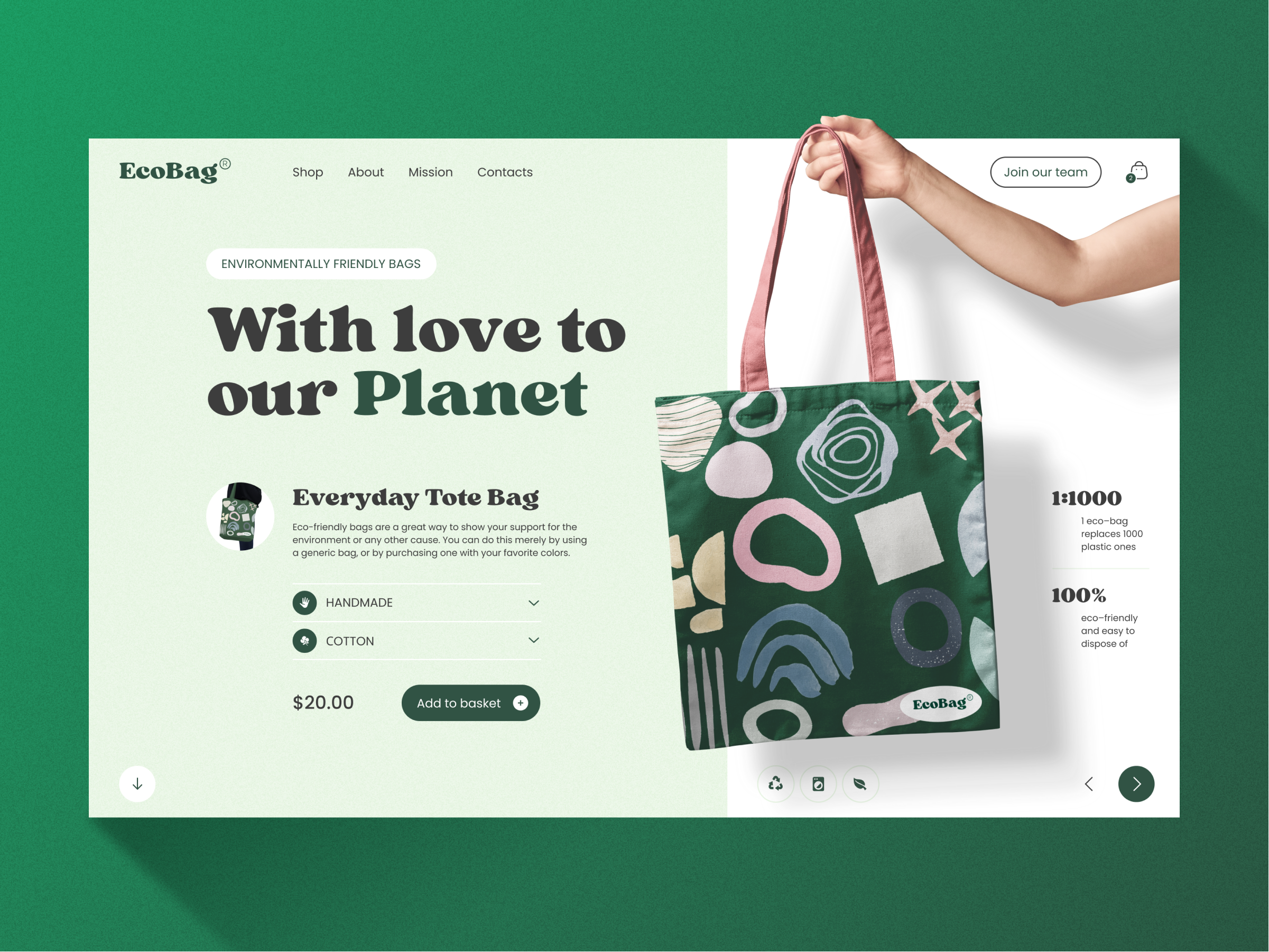 EcoBag — Environmentally Friendly Bags Landing Page by Clickable Agency on  Dribbble