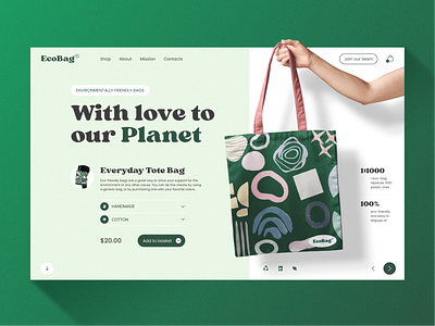EcoBag — Environmentally Friendly Bags Landing Page design eco ecology landing landing page ui uiux ux website
