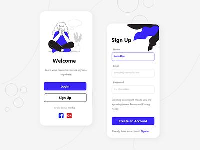 Daily UI 001: Sign up screen app blue dailyui dailyui 001 dailyuichallenge design minimal signup typography ui uidesign ux uxdesign