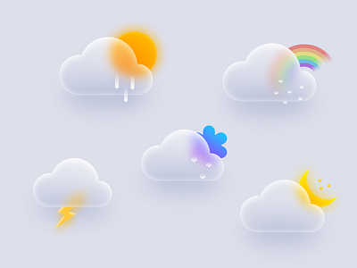 Glassmorphism Weather Icons 🌦 design frosted glass glassmorphism icon design ui uidesign user interface user interface design visual design weather icons