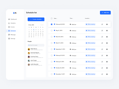 Dashboard - Schedule list dashboard dashboard design saas ui uidesign user interface user interface design uxdesign visual design