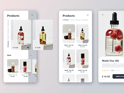 Cosmetics e-commerce application app design graphic design illustrator minimal typography ui ux web website