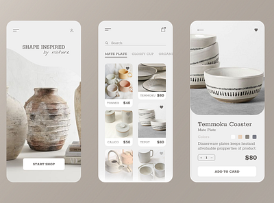 CERAMIC PRGANIC SHOP app art clean design graphic design minimal ui ux web website