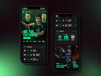 Entropiq – mobile version dark design e-sport esport game gaming gamming green web webdesign website