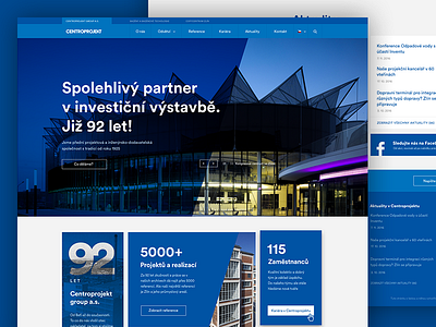 Centroprojekt redesign block blue business centroprojekt corporate overlay web webdesign
