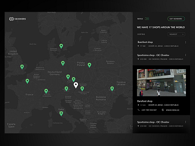 Skinners - retails map black dark map retail map shop map skinners web webdesign