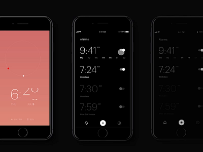 Minimalistic Alarm App adobe adobexd alarm app animation app black clock clock app clocks interaction madewithadobexd minimalistic mobile mobile app