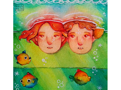 Ponyo & Sosuke | Ghibli Watercolor Redraw