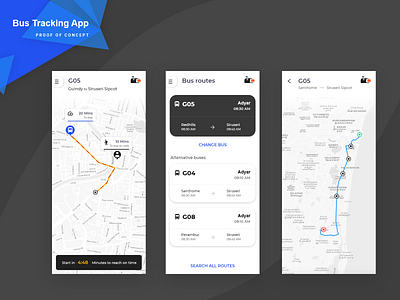 Bus Tracking App - Enterprise App app design icon minimal typography ui ux