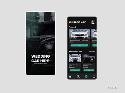 Wedding car hiring mobile app app ui