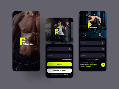 Fitness App Login Screens app clean design ios mobile ui ux
