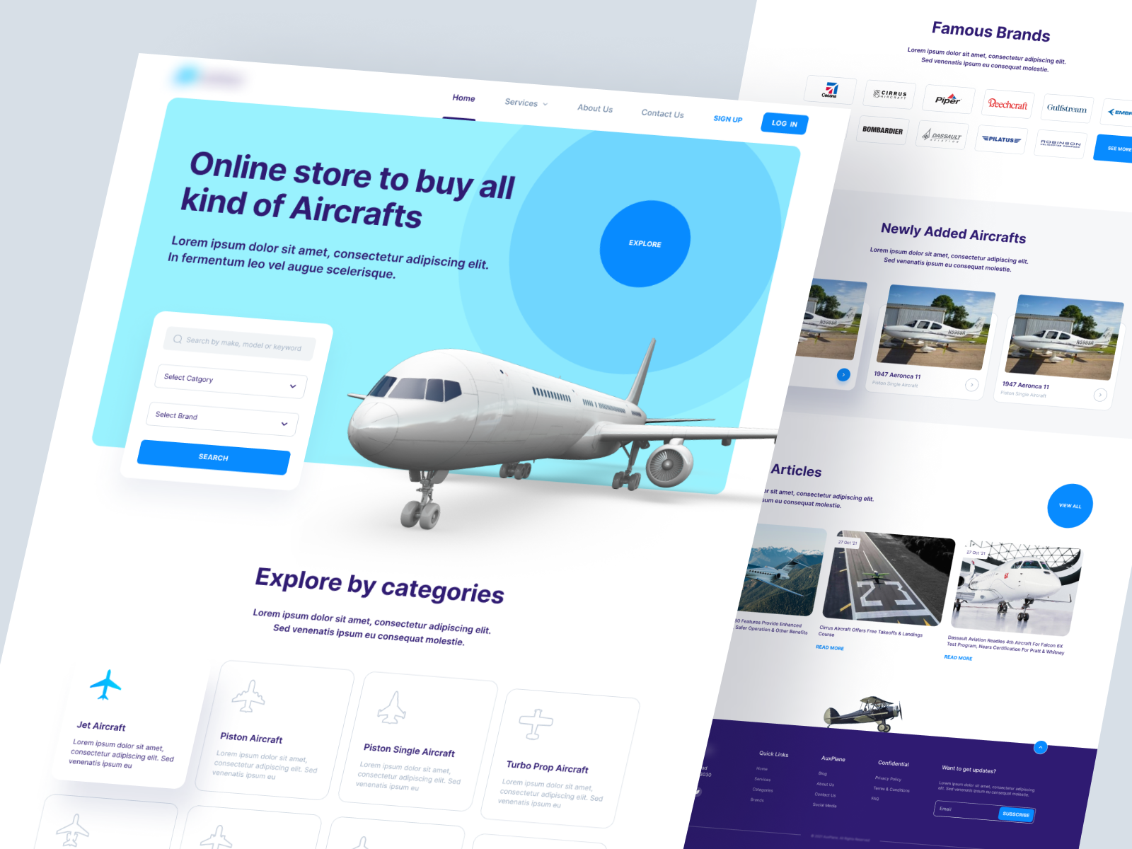 Aircraft Market Landing Page by Yash Ranpara on Dribbble