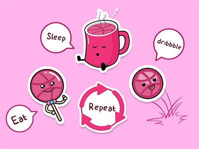 Eat Sleep Dribbble Repeat dribbble eat repeat sleep sticker