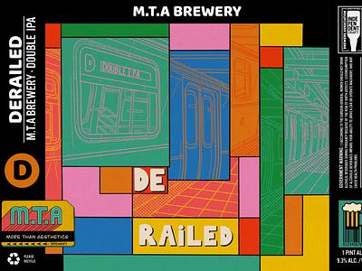 De-Railed Double IPA - beer label design beer design beer label design branding design faux brewery illustration packaging design